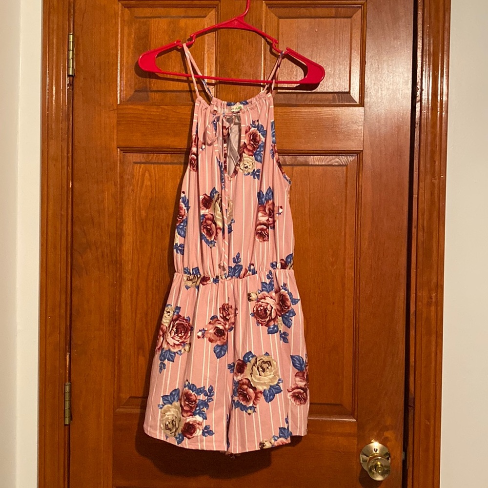 LA Gypsy Pink Floral Romper